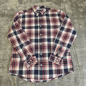 Tommy Hilfiger Reg Fit Button Shirt Mens XL Blue Red White Check Plaid